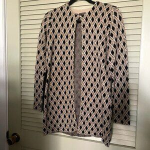 J McLaughlin Small Cotton Blend Black Gold Diamond Cardigan
